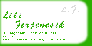 lili ferjencsik business card